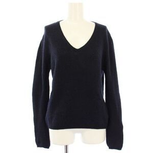 Prada Knitted Sweater V-neck Long Sleeves 40 Navy Blue Navy TK